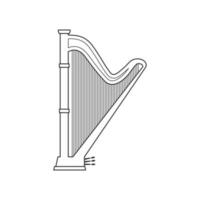 Harp flat black and white icon. Isolated Vector String ill.