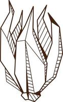 capullo de flor geométrico dibujado a mano, arte de línea de brote de ylang-ilang, conjunto de símbolos aislados, plantilla de libro para colorear. vector