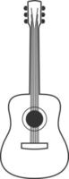 Acoustic guitar black and white icon. Isolated Vector String ill.