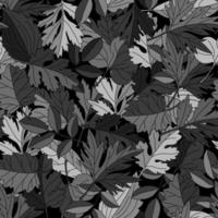 Camouflage seamless pattern with gray leaves of deciduous trees. For masking fabric, clothing etc. Vector illustration