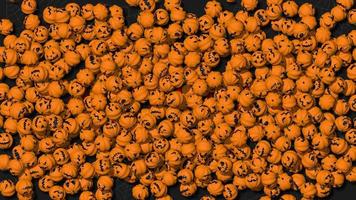 citrouille effrayante d'halloween révèle le texte de l'astuce et du traitement d'halloween, rendu 3d, clé chroma, sélection luma matte de citrouilles