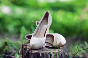 Picture of female white wedding shoes photo