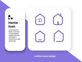 Home icon design concept for simple interface design with a variety of four icon design concepts vector