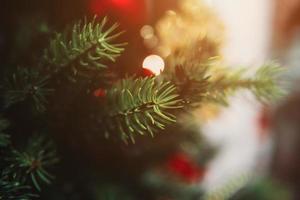 rama de árbol de navidad con juguetes foto