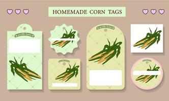 Label for homemade corn. canned corn packaging. Vector corn.