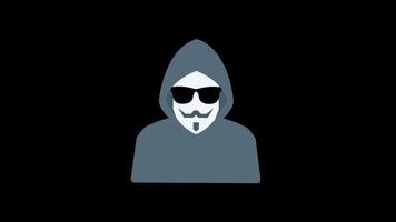 icono de hacker anónimo con canal alfa, fondo transparente, prores 444 video