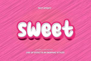 Sweet Text Effect with 3D Letters. vector
