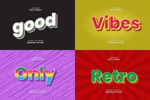 Text Effect Display - 3D Letters with Retro Theme. There are 4 Different and Editable Text Effect Options. vector