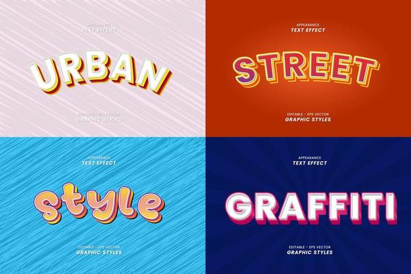 3D Text Effects with Selection of Effects Collection.