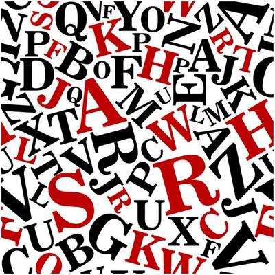 Black and red alphabet letters seamless pattern