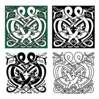 Fighting dragons with celtic knot ornaments vector