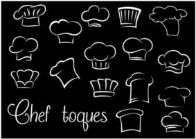 Chef toques and baker hats on black background vector