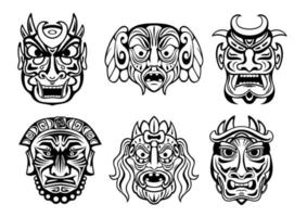 máscaras religiosas en estilo tribal vector