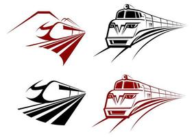 Stylized speeding train or subway icons vector