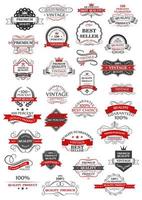 Retro set of bestseller, guarantee and quality labels vector