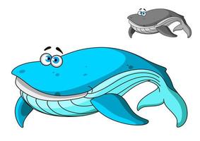 gran personaje de ballena azul de dibujos animados vector