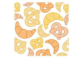 Seamless pattern of pretzels and croissants vector