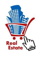 Real estate in shopping cart vector