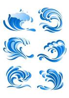 Blue curling ocean waves vector