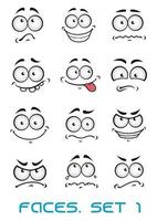 Cartoon faces with different emotions vector