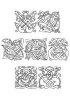 Celtic animals and birds with tribal ornament vector