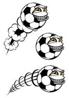 pelota de fútbol o fútbol caricatura voladora vector