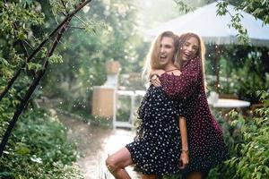 Two girls in a summer park photo