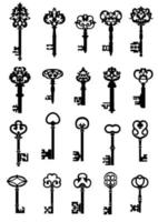 Vintage keys with intricate bits and ornate bows vector