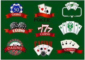 conjunto de iconos de casino y juegos de azar vector