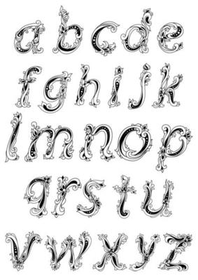 Alphabet with lowercase floral letters