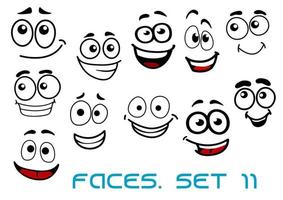 Funny happy faces cartoon characters vector