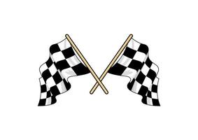 Crossed waving motor sport flags vector