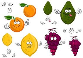 divertidos dibujos animados personajes de frutas aislados vector