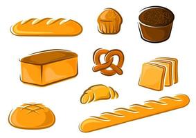 Cartoon bakery products for baker shop design vector