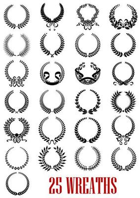 Vintage laurel wreath icons set