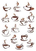 Steaming coffee cups vector