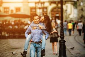 Couple have fun in the city photo