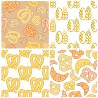 Set of bakery seamless patterns vector