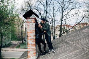 couple on the roof photo