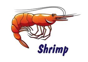 Cartoon shrimp icon or emblem vector