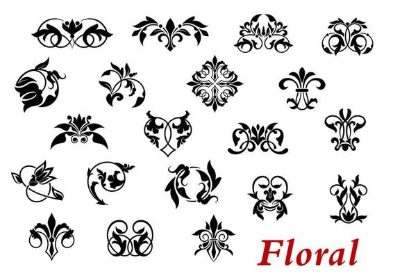 Floral ornamental elelments and vignettes