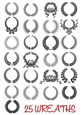 Laurel wreaths icons in retro style