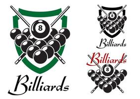 Billiards and snooker retro emblems set vector