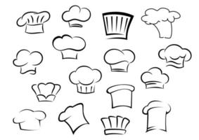 Gorros o gorras de chef para el personal de cocina. vector