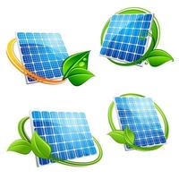Cartoon solar panel with leafy frames vector