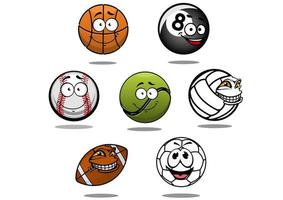 personajes de bolas divertidas de dibujos animados vector