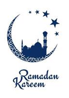 Ramadan Kareem design with mosque and moon vector