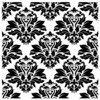 Seamless damask black floral background pattern vector