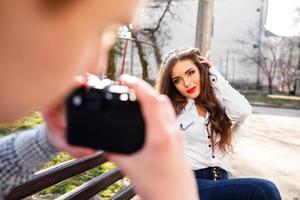 girl posing outdoors photo