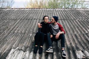 couple on the roof photo